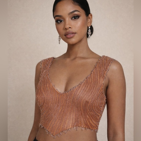 Rare⚡️La Perla Elegant Beaded Women's Top - nude color - Picture 2 of 13